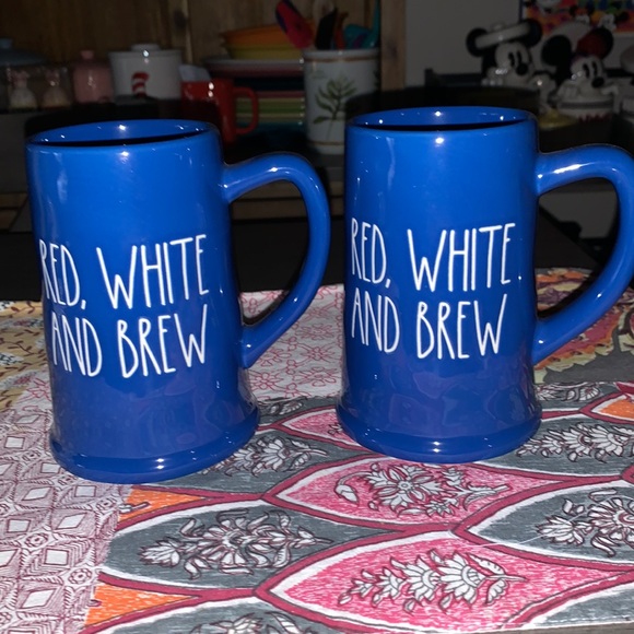 Rae Dunn Other - 2 RAE DUNN. RED, WHITE, and BREW Large beer mugs. NEW